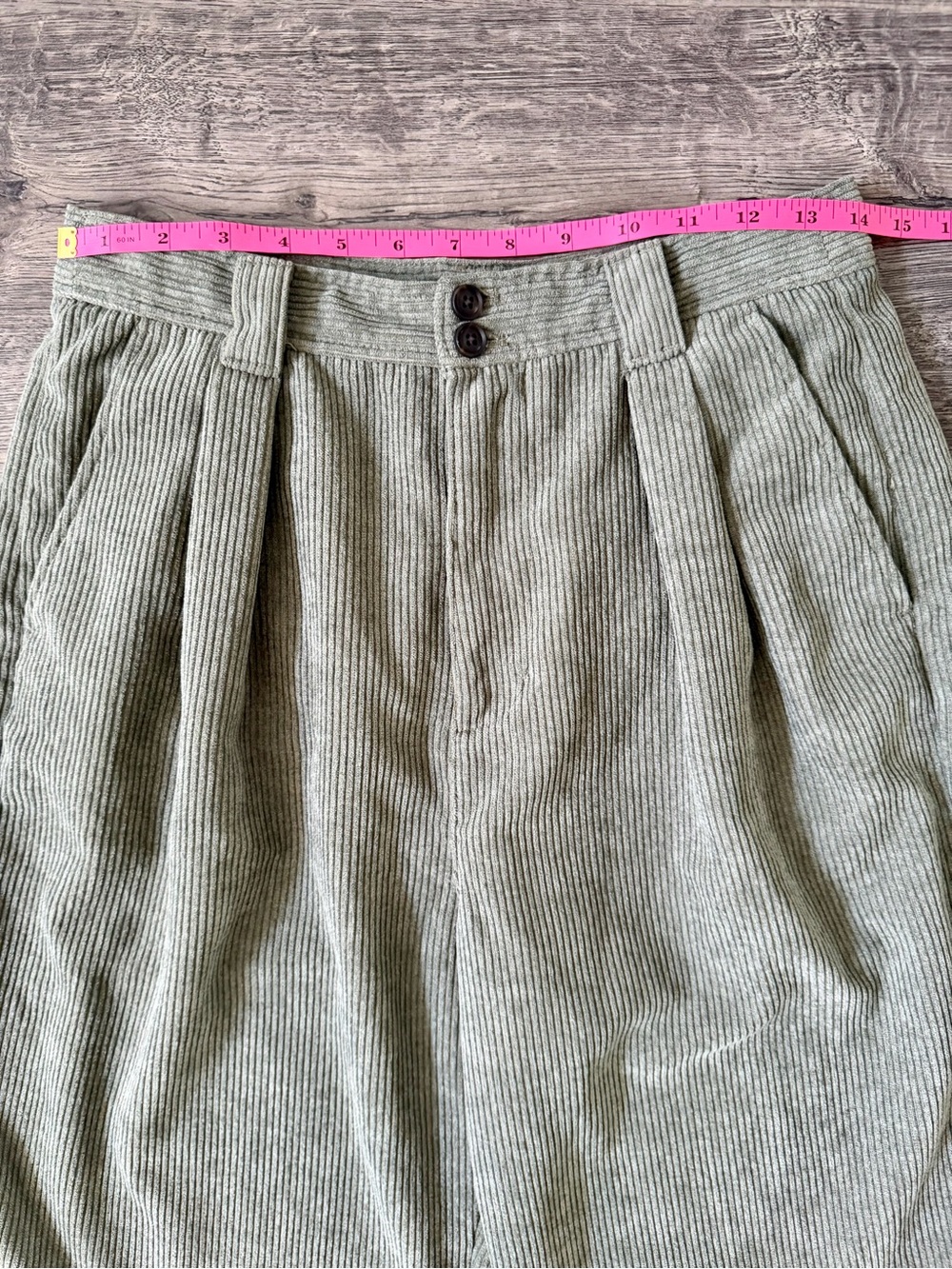 Madewell Womens Corduroy High Rise Pleated Tapered Olive Green Pants Size 4 - Picture 10 of 15